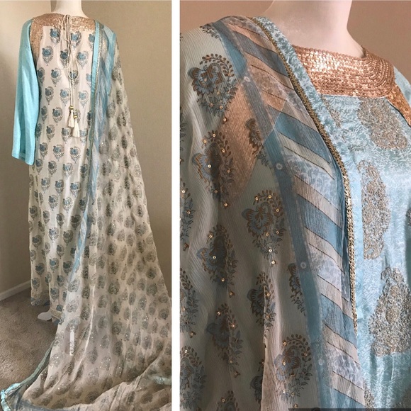 ❗️SOLD❗️3p 💯pure silk,indian pakistani - Picture 3 of 8